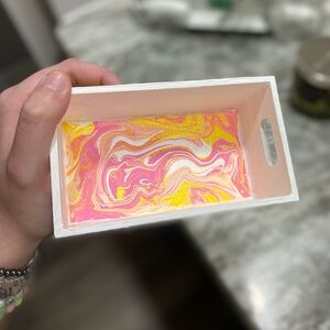 Hand Crafted Pink and Yellow Swirl Tray